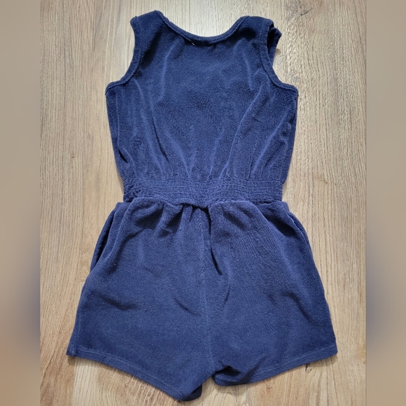 Hanna Andersson French Terry Cloth Tank Romper Youth 110 size 5 Blue Towel Pool - Picture 2 of 6